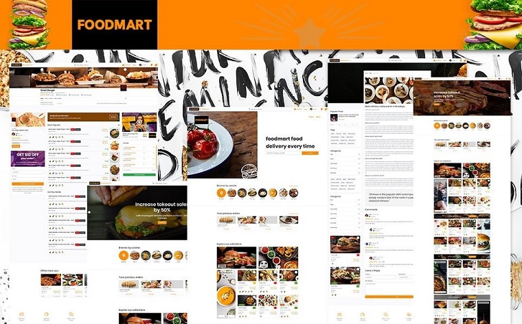 Restaurant listings & Food Delivery HTML5 | FoodMart Website Template.