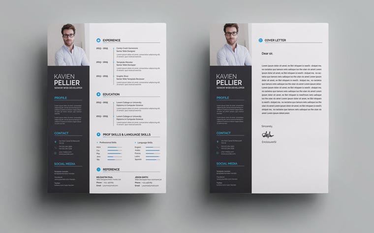 Clean and Creative Kavien Pellier Resume Template