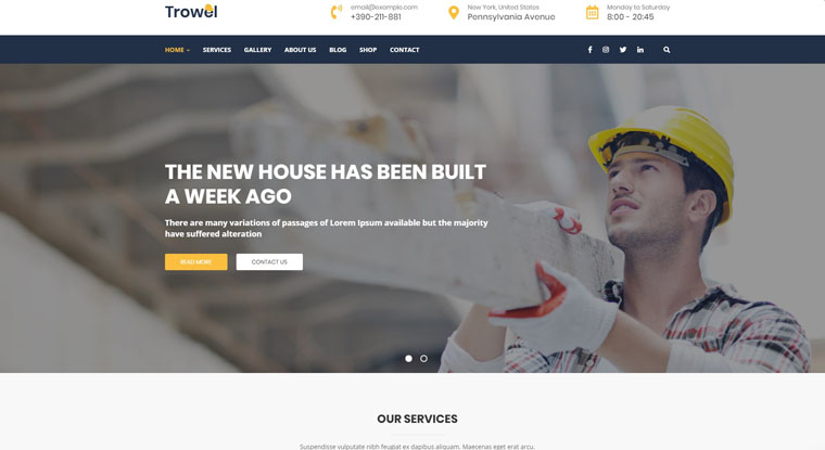 Trowel - Construction WordPress Theme