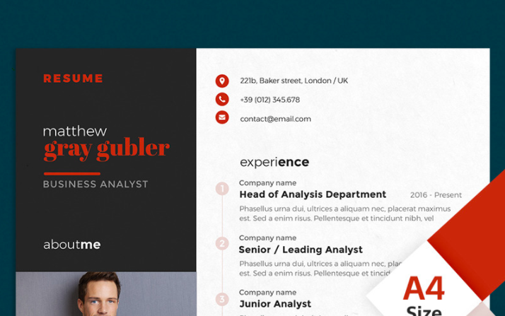 Matthew Gray Gubler Business Analyst Resume Te﻿mplate