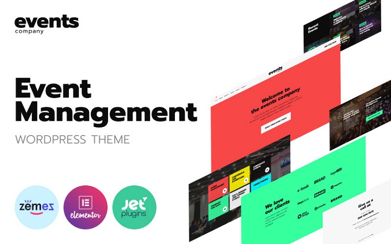 Events company - Innovative Template For Event Management Website WordPress Theme.