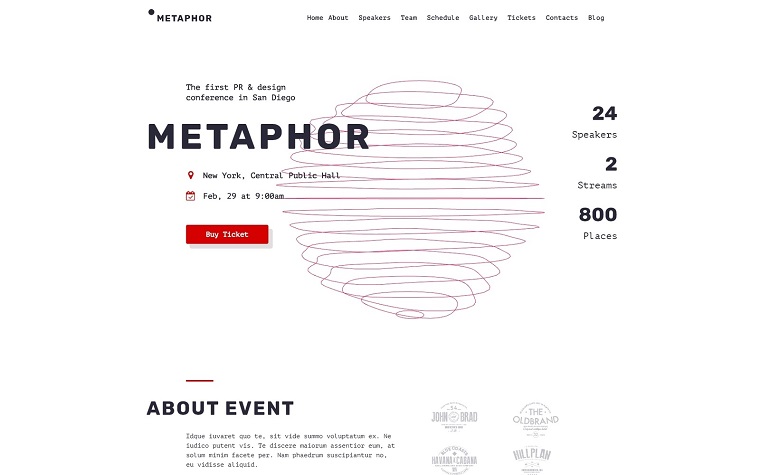 Metaphor - Creative Event Planner WordPress Theme.