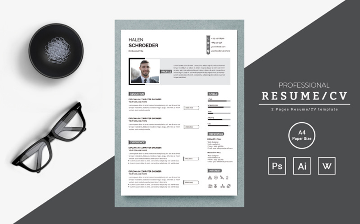 Clean and creative Halen Resume Template