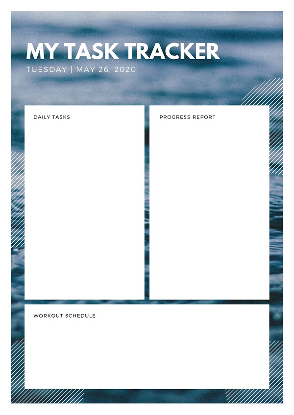 Simple Daily Planner with Ocean Background.