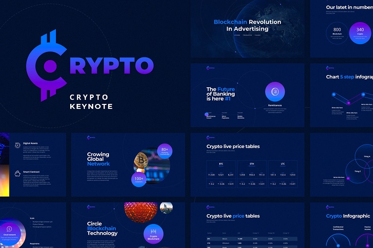Crypto blue PPT template