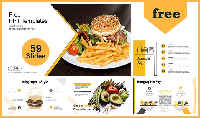 Burger with French Fries PowerPoint template