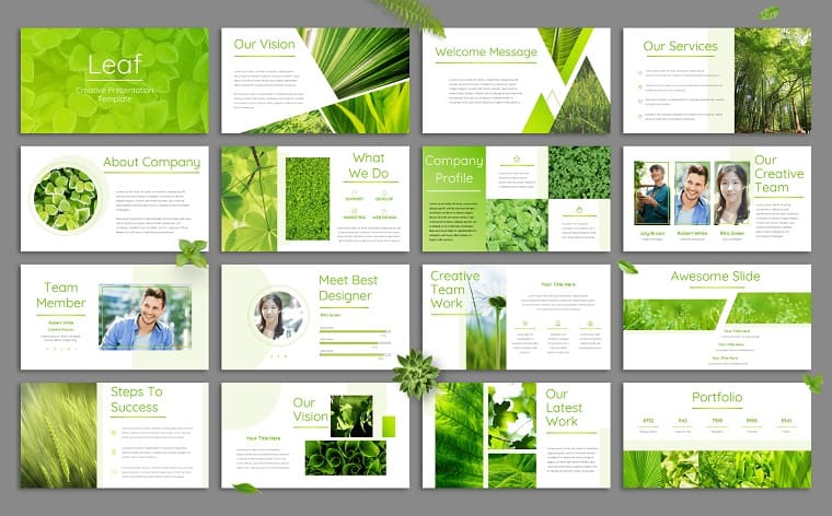 Leaf - Fresh and Bright Presentation PowerPoint Template