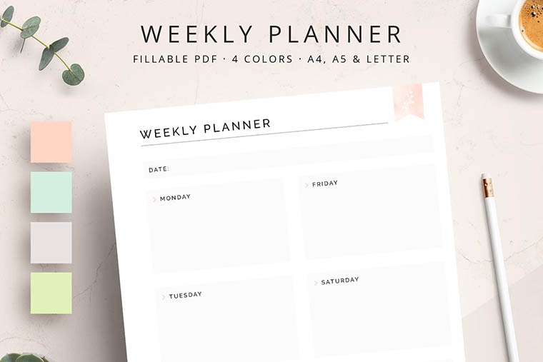 FILLABLE Weekly Planner Printable