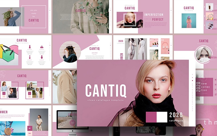 Cantiq Modern Catalogue PowerPoint Template to Present a Fashion Collection