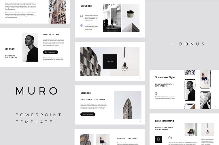 MURO PowerPoint Template for Black and White Lovers
