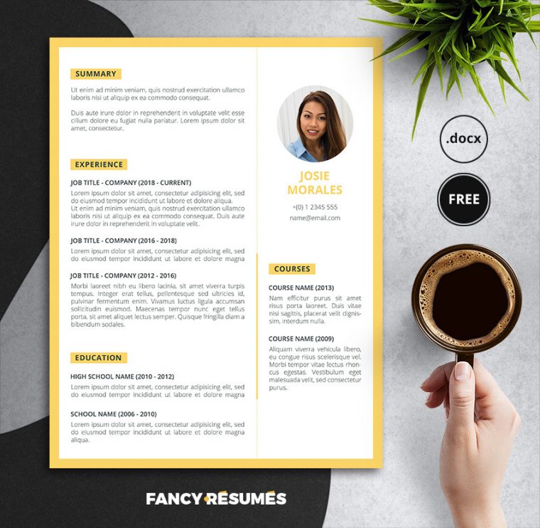 A Fancy Resume Template in Yellow