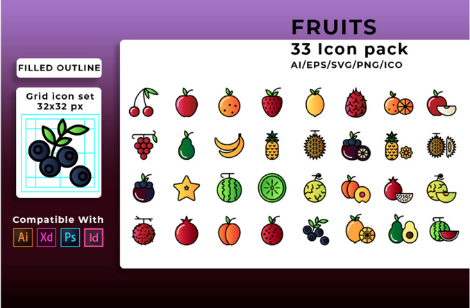 Fruit Set Iconset Template