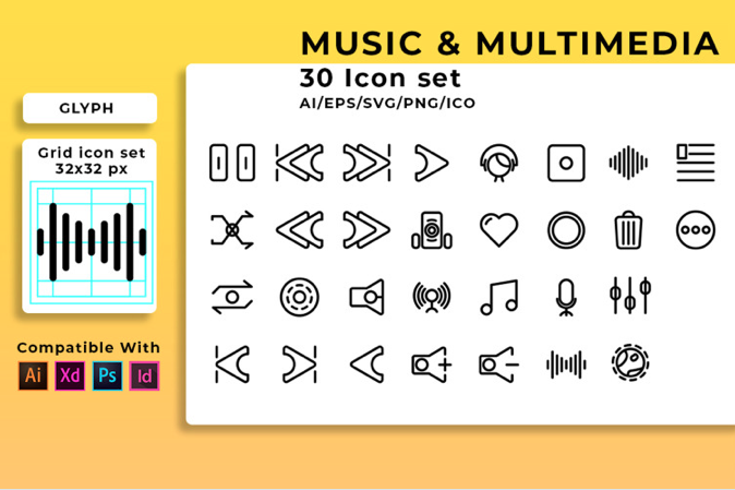 Music Player Set Iconset Template