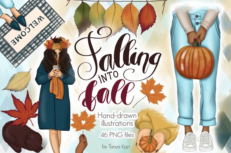 Falling Into Fall Clipart & Patterns Illustration