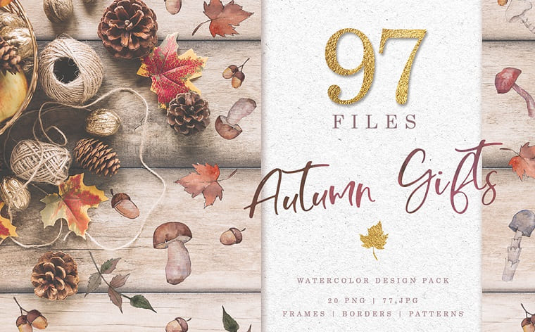 Gifts Of Autumn PNG Watercolor Set Illustration