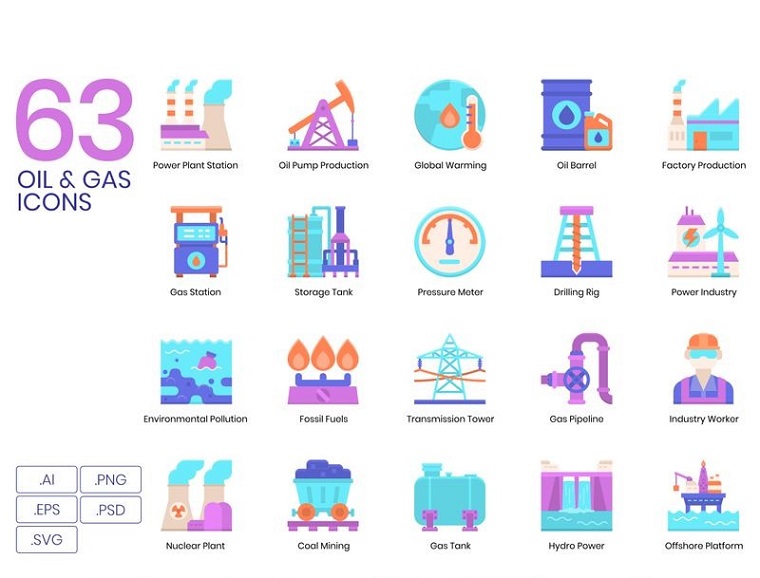 63 Oil Gas Icons - Violet Series Iconset Template