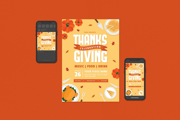 Thanksgiving Flyer Set Corporate Identity Template