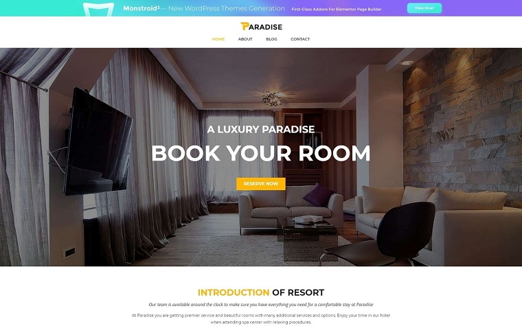 Zarif Otel Rezervasyonu WordPress Teması