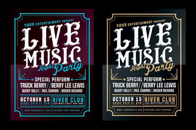 Live Music Typography Poster Flyer Corporate Identity Template