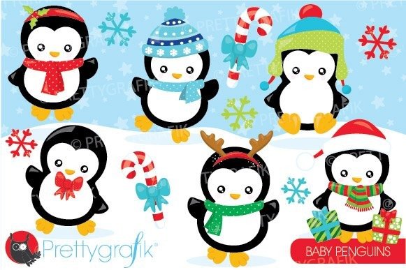Christmas Penguin Clipart Vector