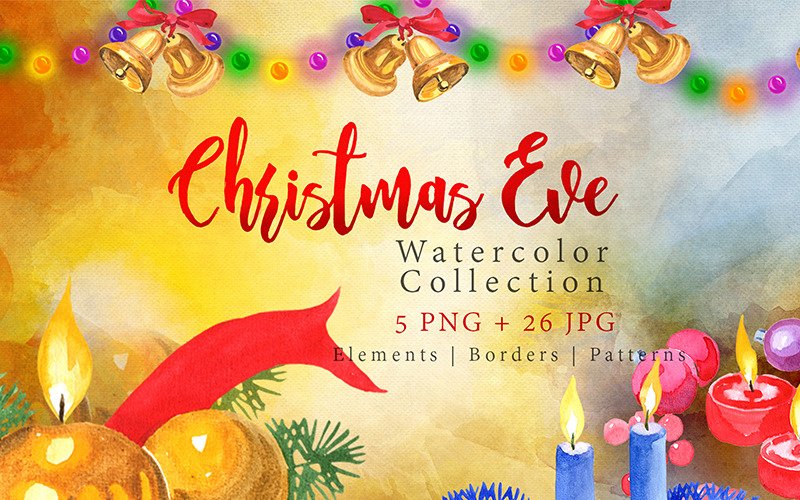 Collection of Festive Candles PNG Watercolor Set Illustration