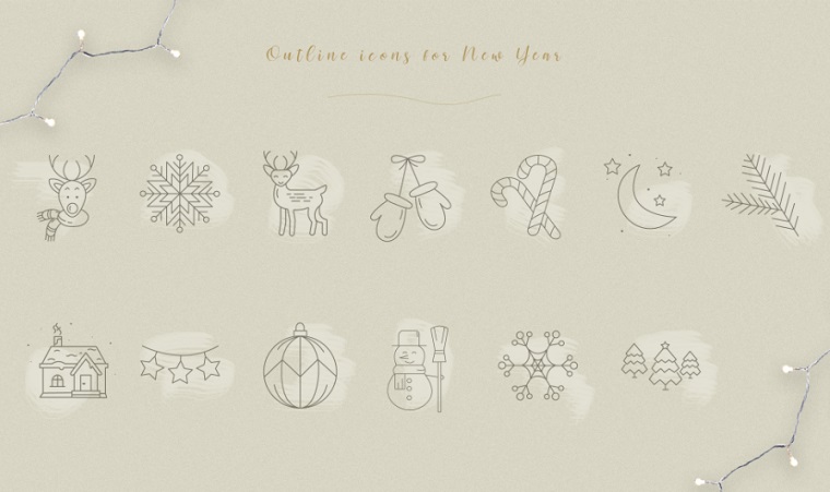 New Year mood Iconset Template