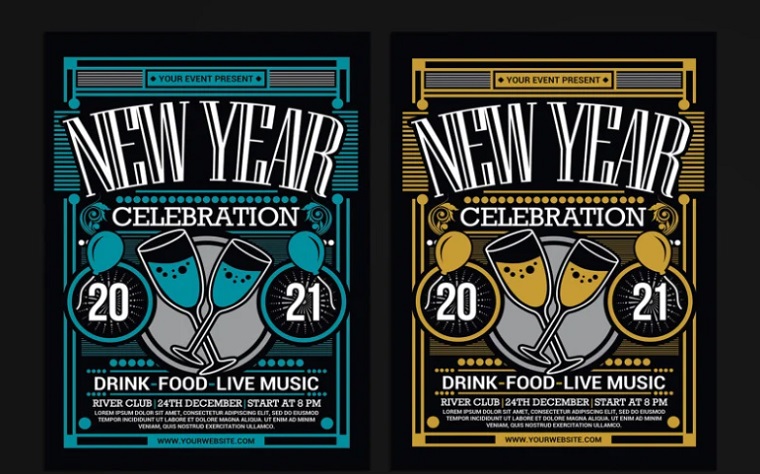 New Year Party Celebration 2021 Corporate Identity Template