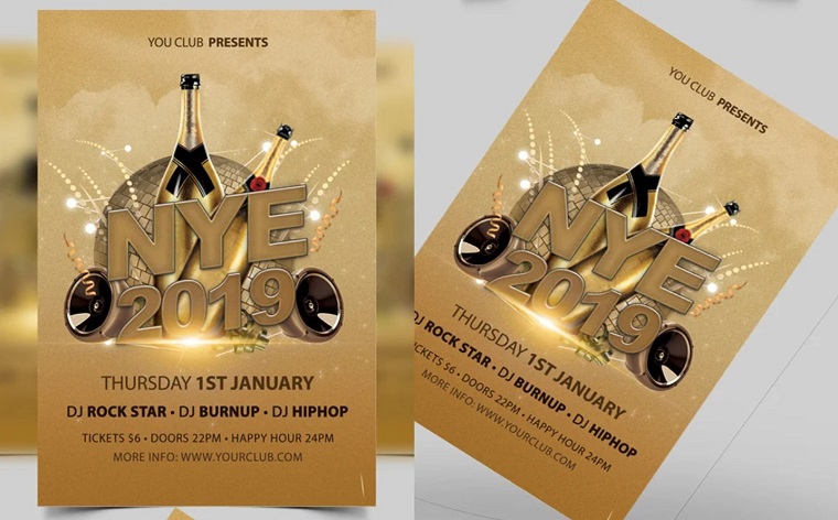New Year Party Celebrations Flyer Template Corporate Identity Template