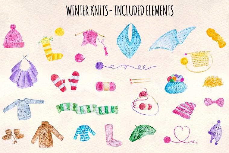 28 Winter Knitted Illustration