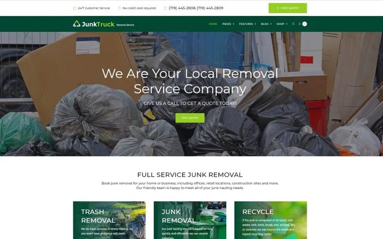 JunkTruck - Garbage Removal Service WordPress Theme