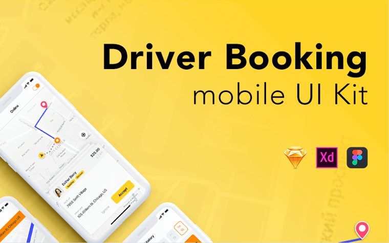 Taxi Driver Booking UI Kit UI Elements