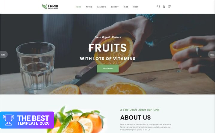 Farm - Food & Drinks Multipage Clean Joomla Theme Joomla Template - digital products award