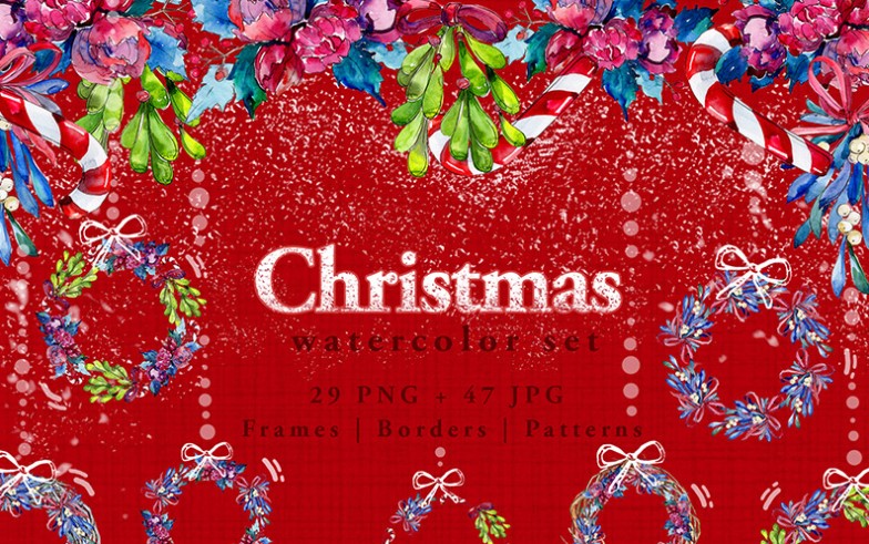 Complete Winter Holiday  PNG Watercolor Illustration Pack
