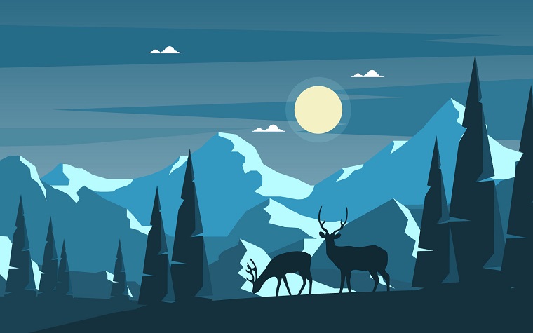Mountain Deer Nature Illustration