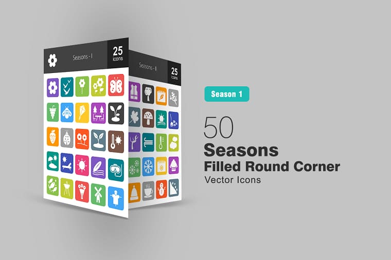50 Seasons Filled Round Corner Iconset Template