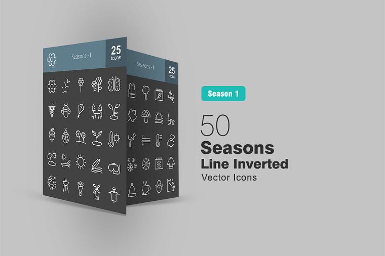 50 Seasons Line Inverted Iconset Template
