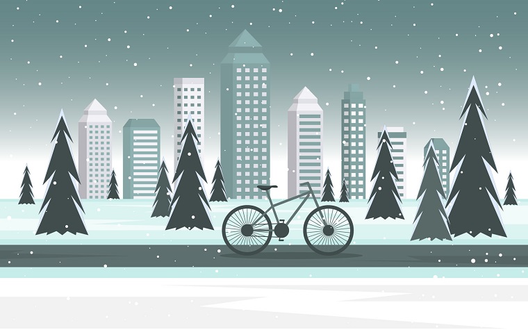 Winter Bike City Illustration