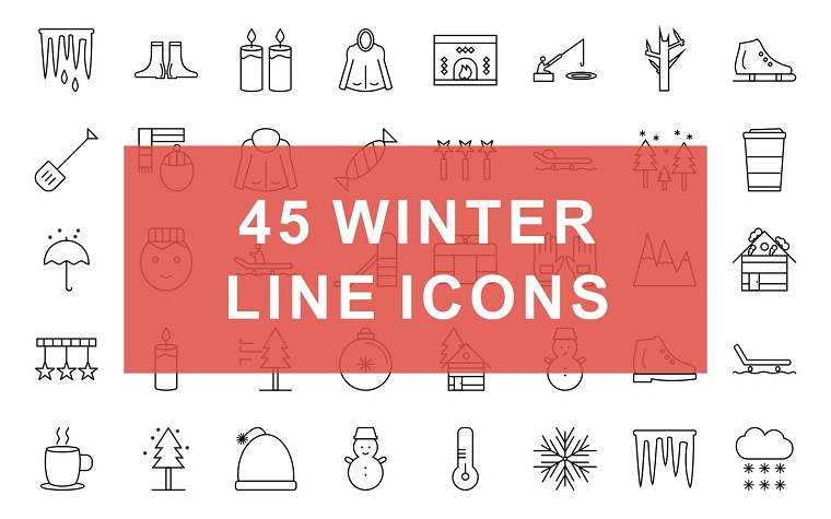 Winter Line Black Iconset Template