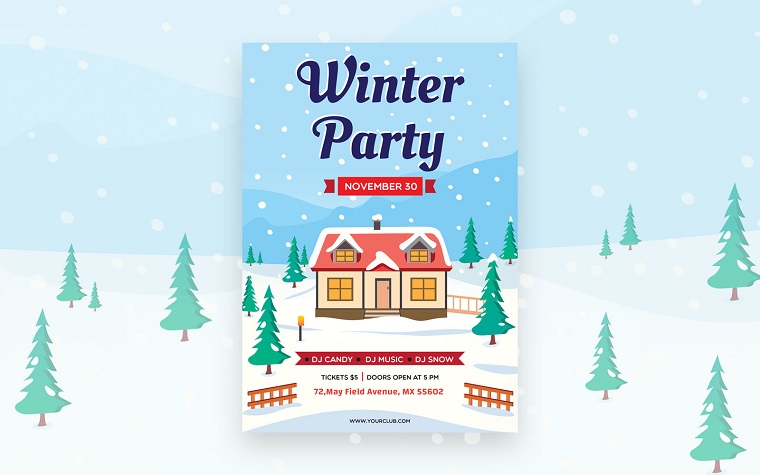 Winter Party Flyer Corporate Identity Template