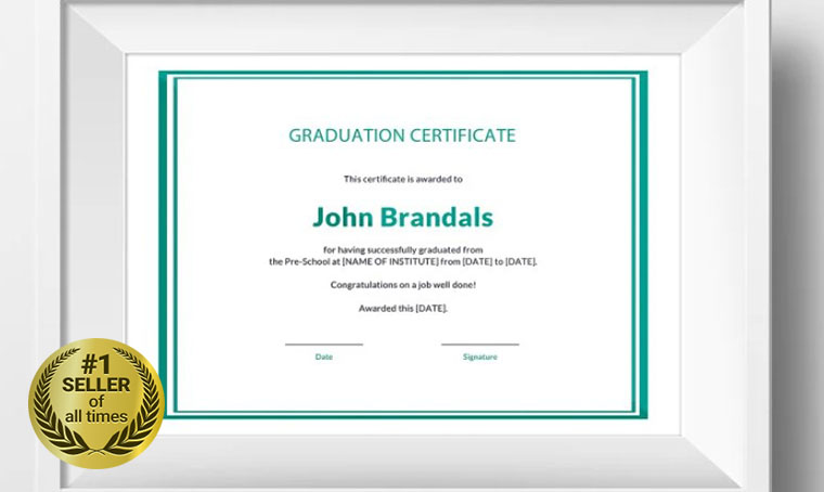 Free High School Graduation Certificate Template digital bestseller