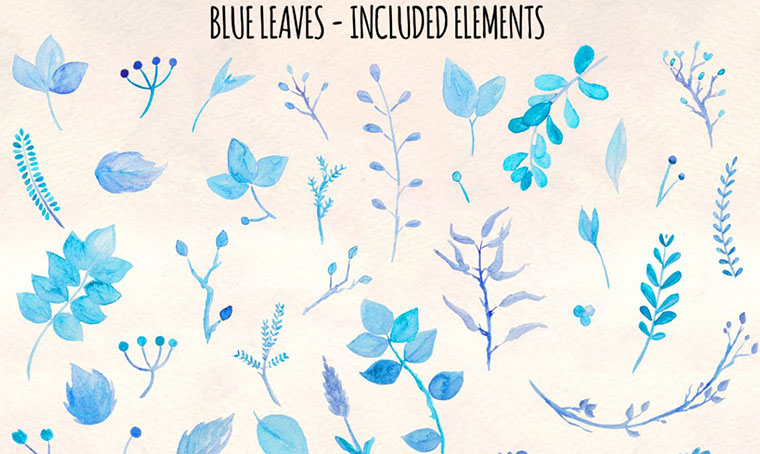 36 Pretty Blue Leaves Women's Day Clipart