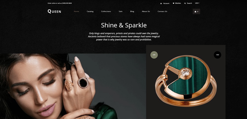 Queen - thème Shopify pour boutique de bijoux