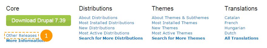 Downloading Drupal Engine other releases