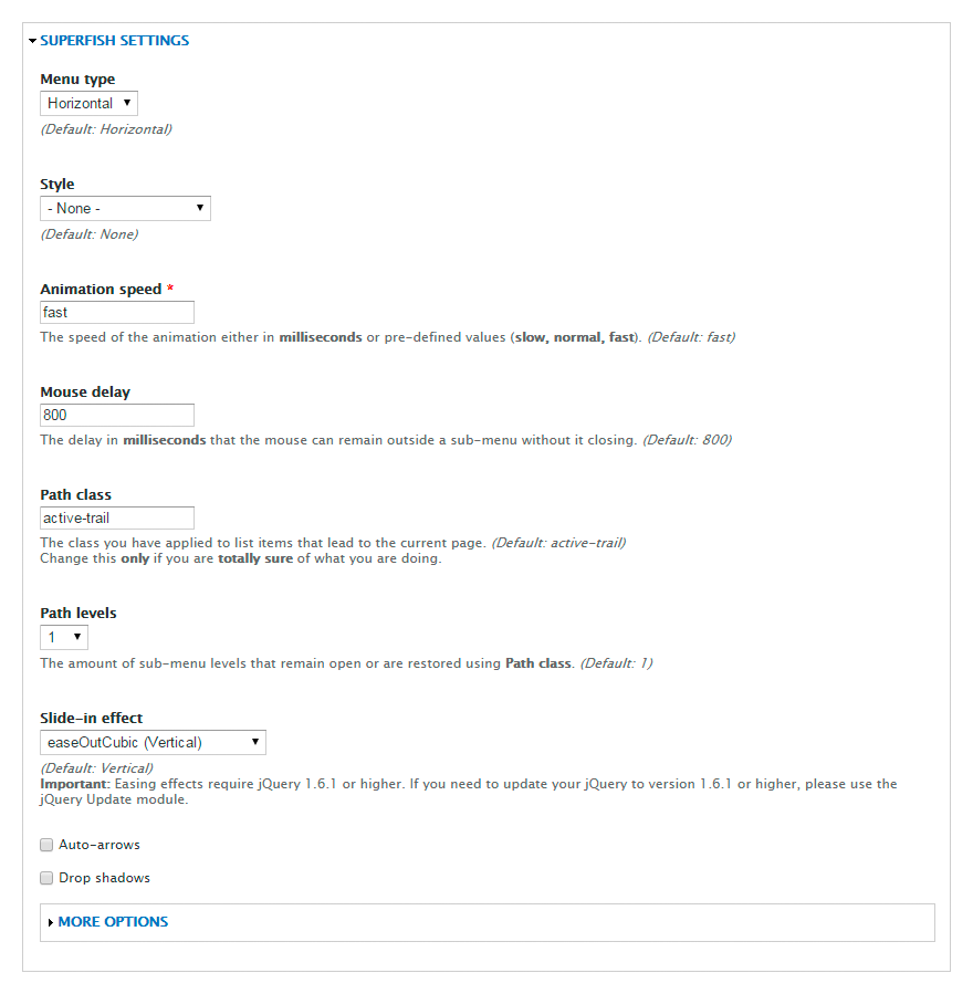 Fill Superfish settings
