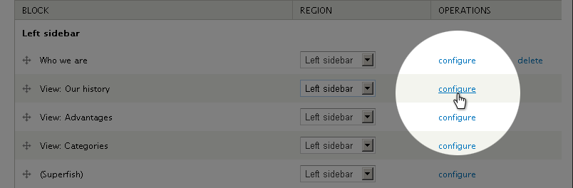 Configure block