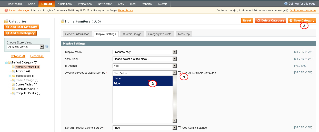 magento how to change default sort order for category template order listing
