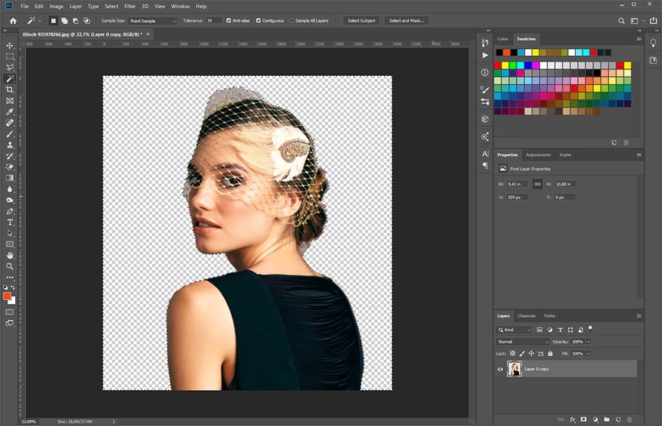 how to use magic wand tool to have transparent background