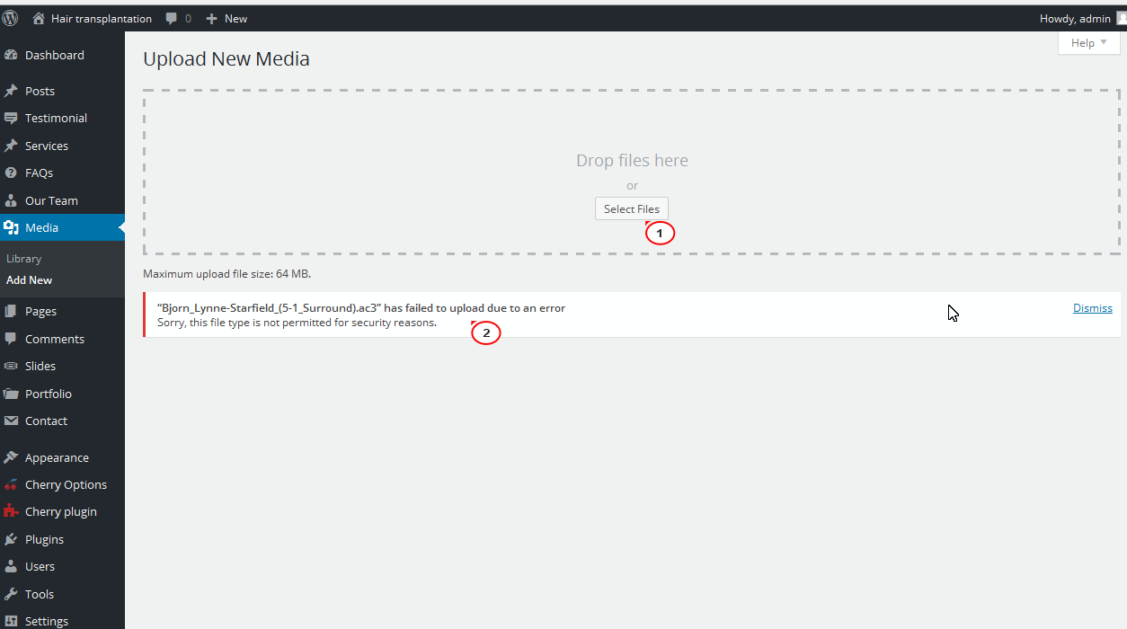 File type not supported. File allow.