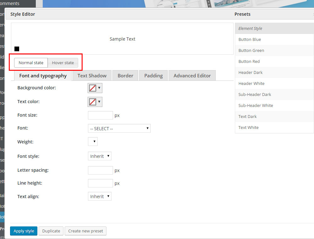 Style editor