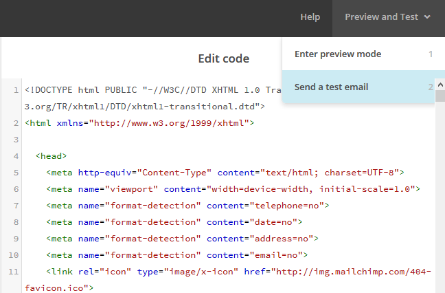 Edit html mailchimp
